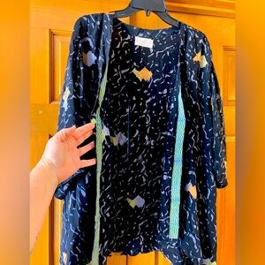 Kantha Bae True Black Split Silk Kimono